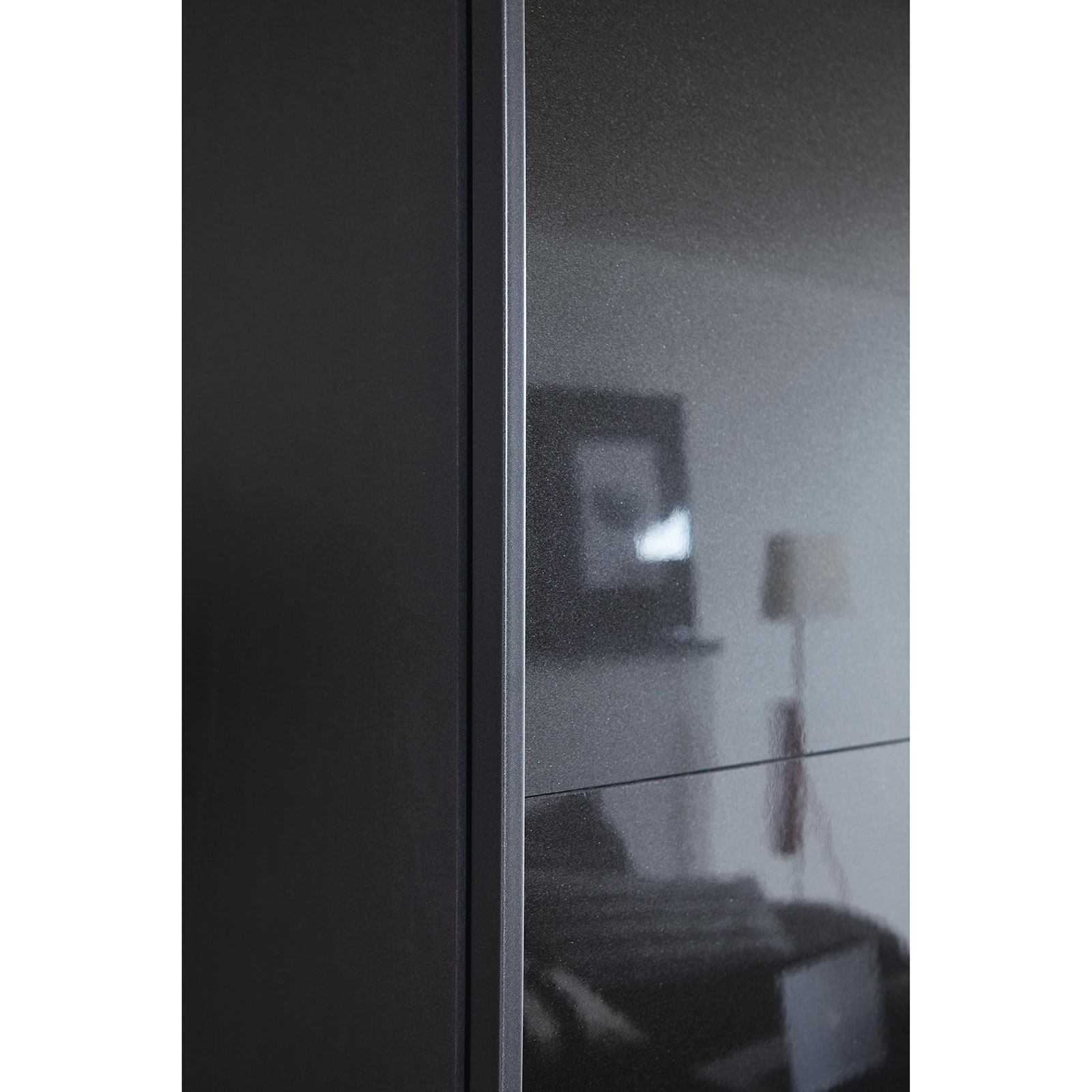Schwebetürenschrank - effektgrau- Hochglanz - 175 cm breit