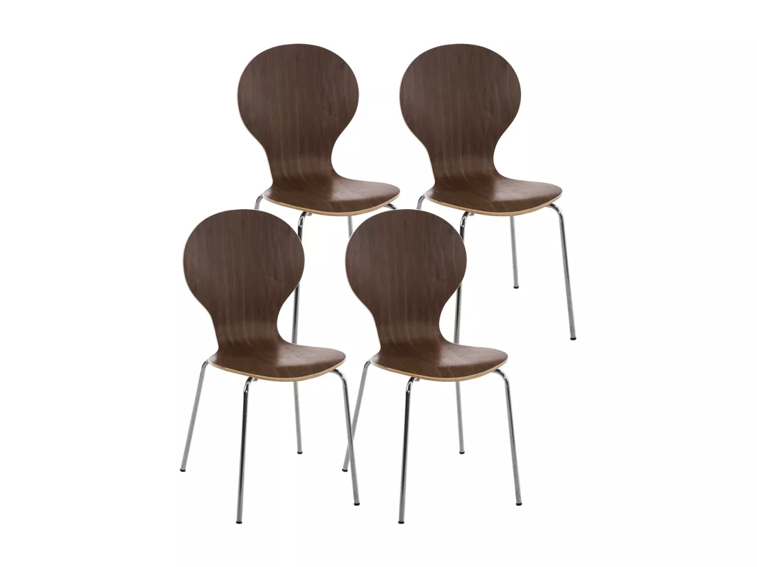 Lot de 4 Chaise de conférence - Bois & Nature - Noyer - DIEGO