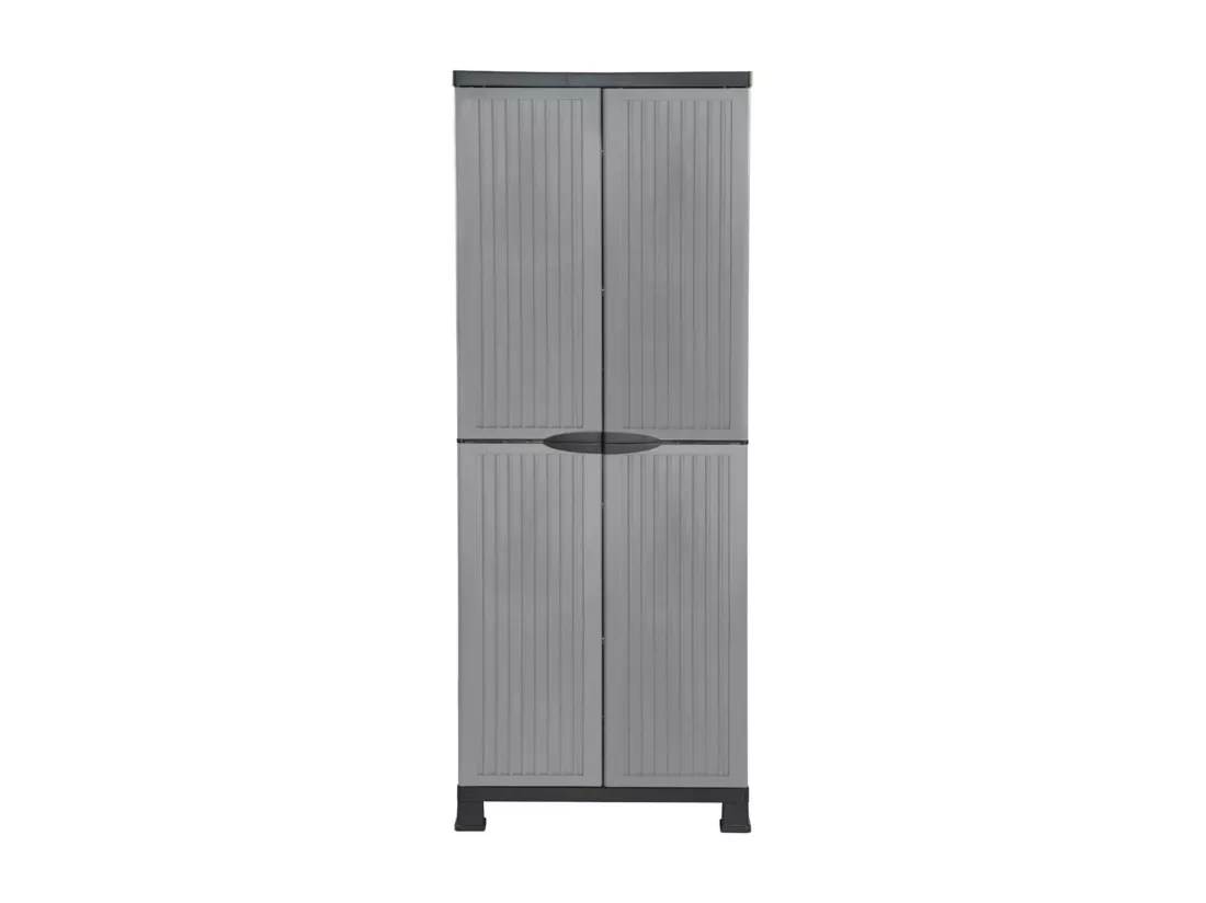 Armoire extérieure en résine avec balai et 4 étagères 171x68x39cm Thinia Home