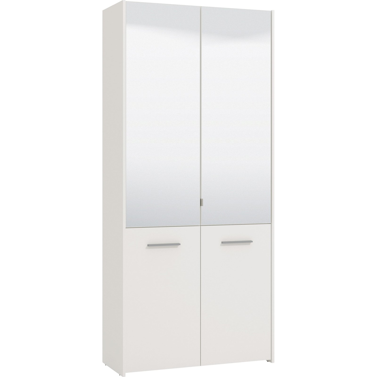 Schuhschrank Menorca Dekor Eiche weiss 89,5 x 199 x 37,5 cm, mit Spiegel