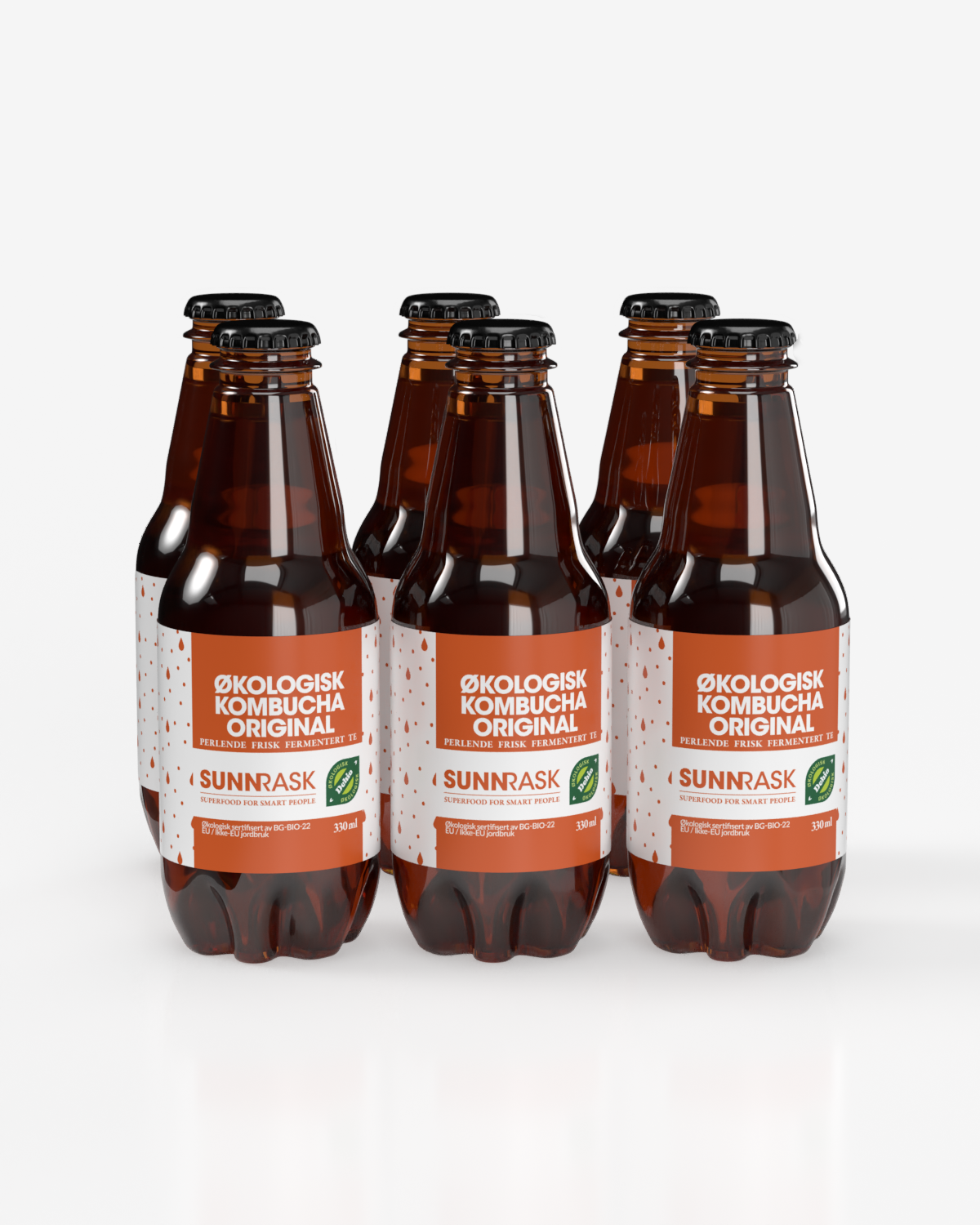 SunnRask Økologisk Kombucha Original 6x330ml - SEKSPAKNING