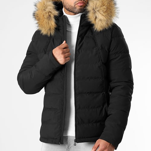 Doudoune Racer Premium Avec Fourrure Beige 0060 Noir