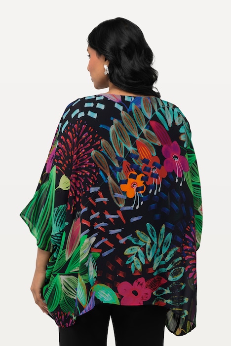 Bluse, doppellagig, Oversized, V-Ausschnitt, Halbarm