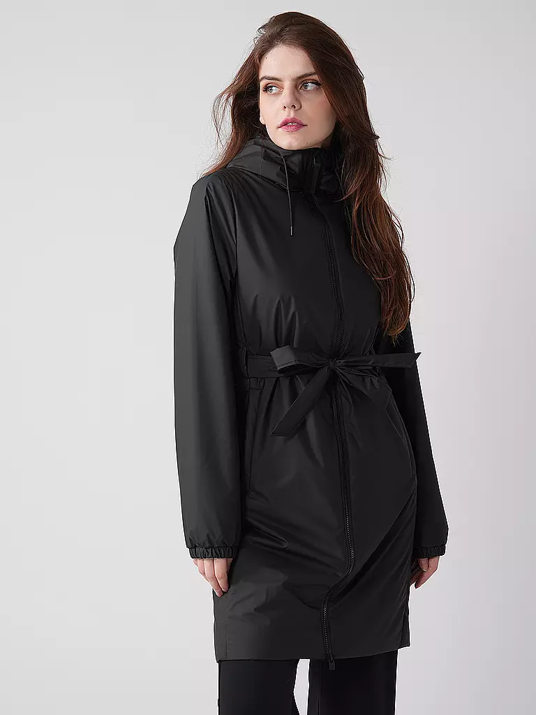 RAINS Regenjacke LOHJA LONG INSULTED CURVED JACKET  schwarz
