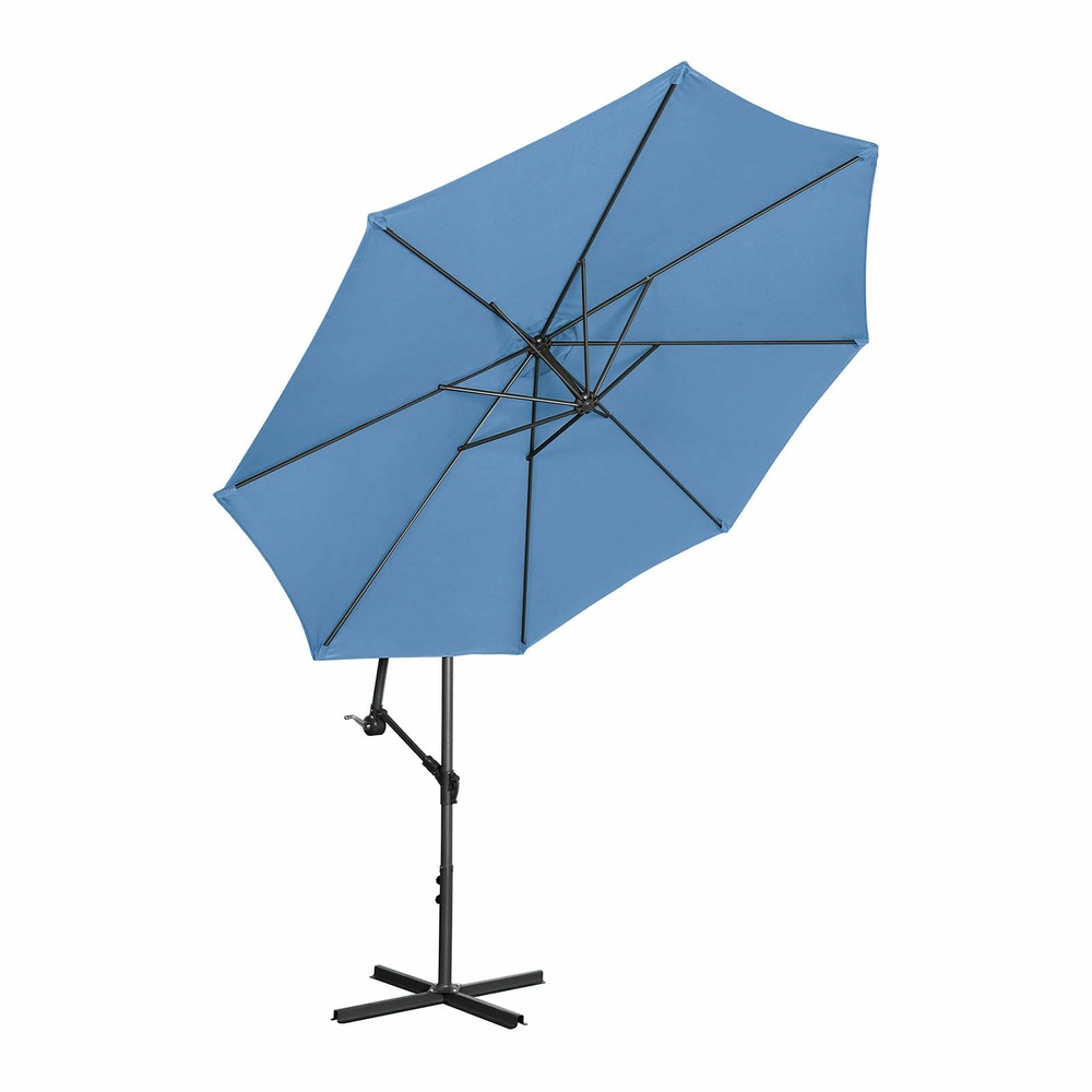 Parasol déporté rond diamètre 300 cm inclinable bleu