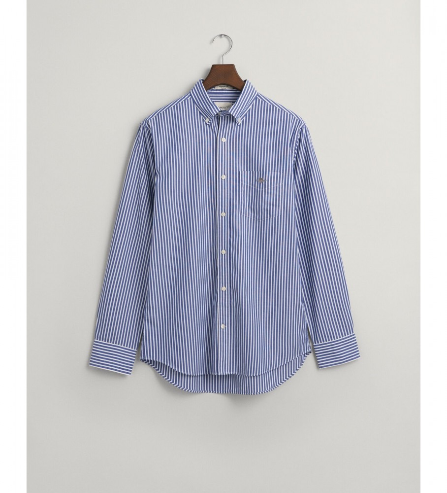 Camisa listrada Gant Regular Fit em popeline azul