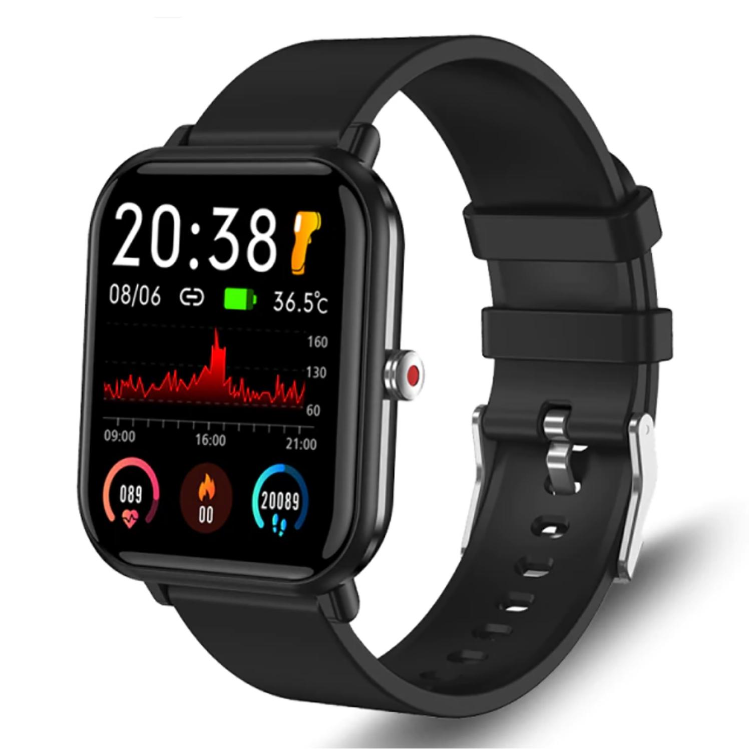 TPFNet Smart Watch / Fitness Tracker IP67 - Silikon Armband - Android & IOS - Schwarz
