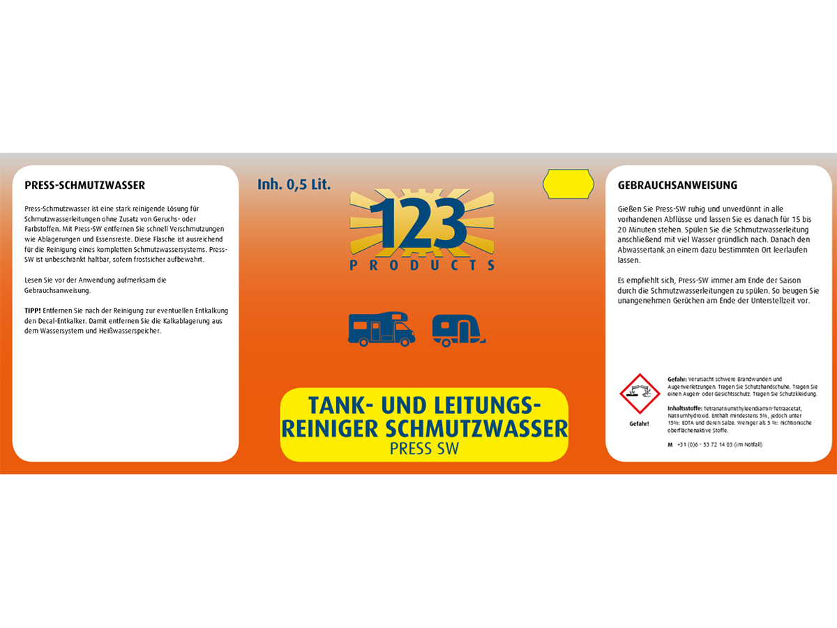 123 Products vuilwatertank- en leidingreiniger - 0,5 liter