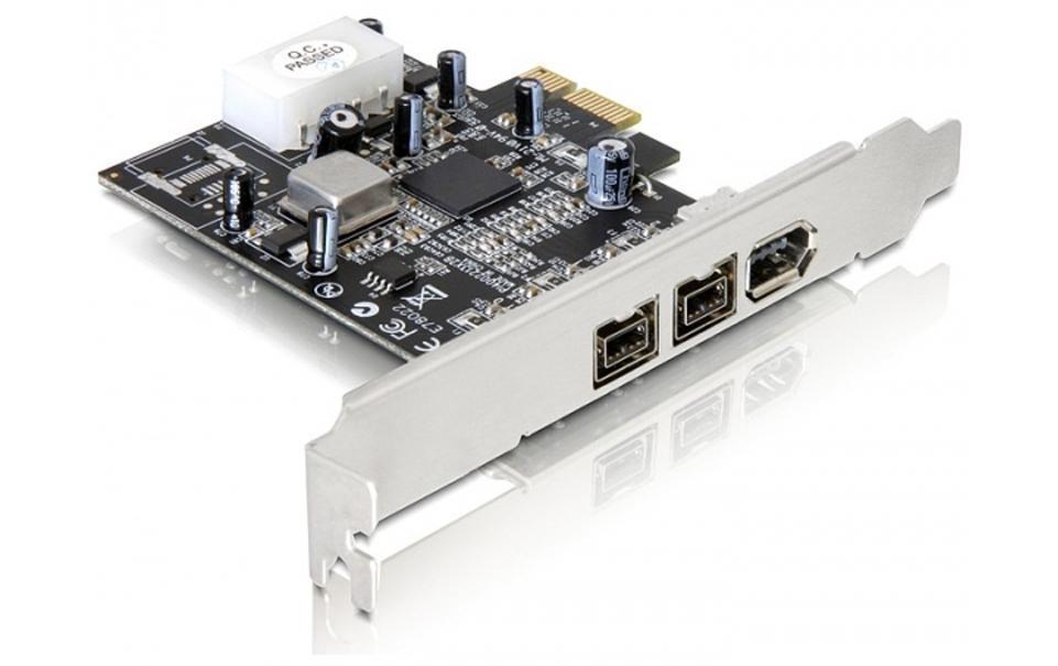 PCI-Express-Karte FireWire- 2x FW B + 1x FW A2x extern FireWire 1394B, 1x extern FireWire 1394A