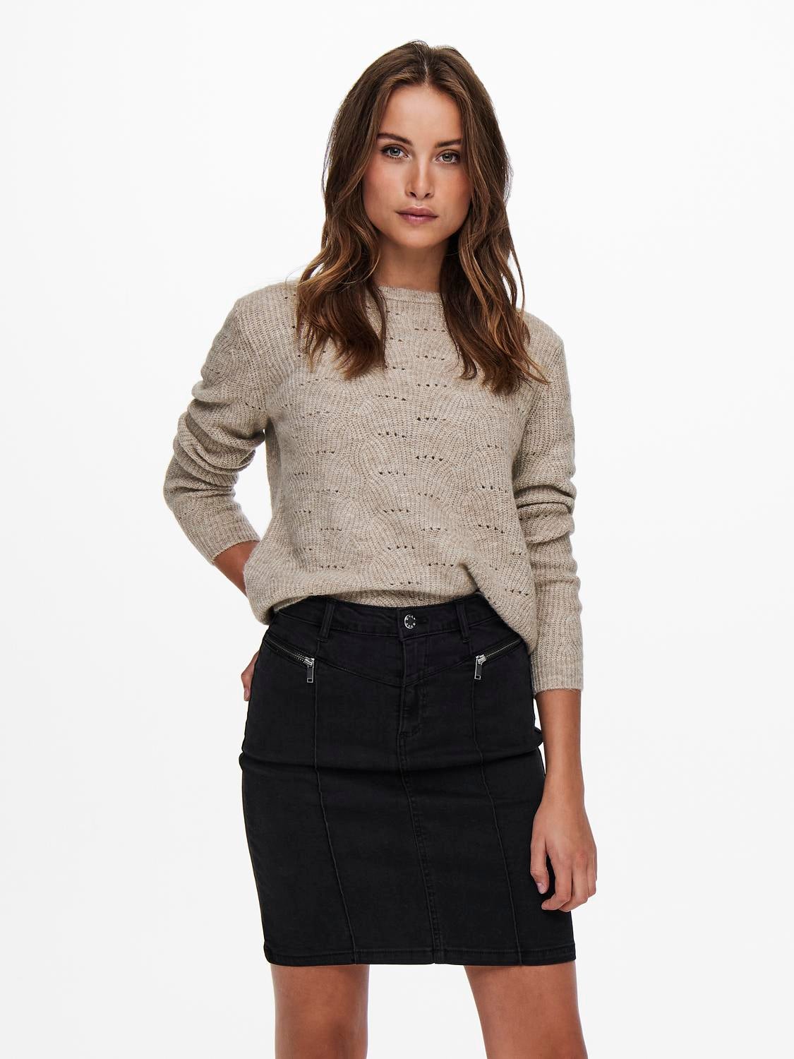 ONLLOLLI Strickpullover Taupe Gray