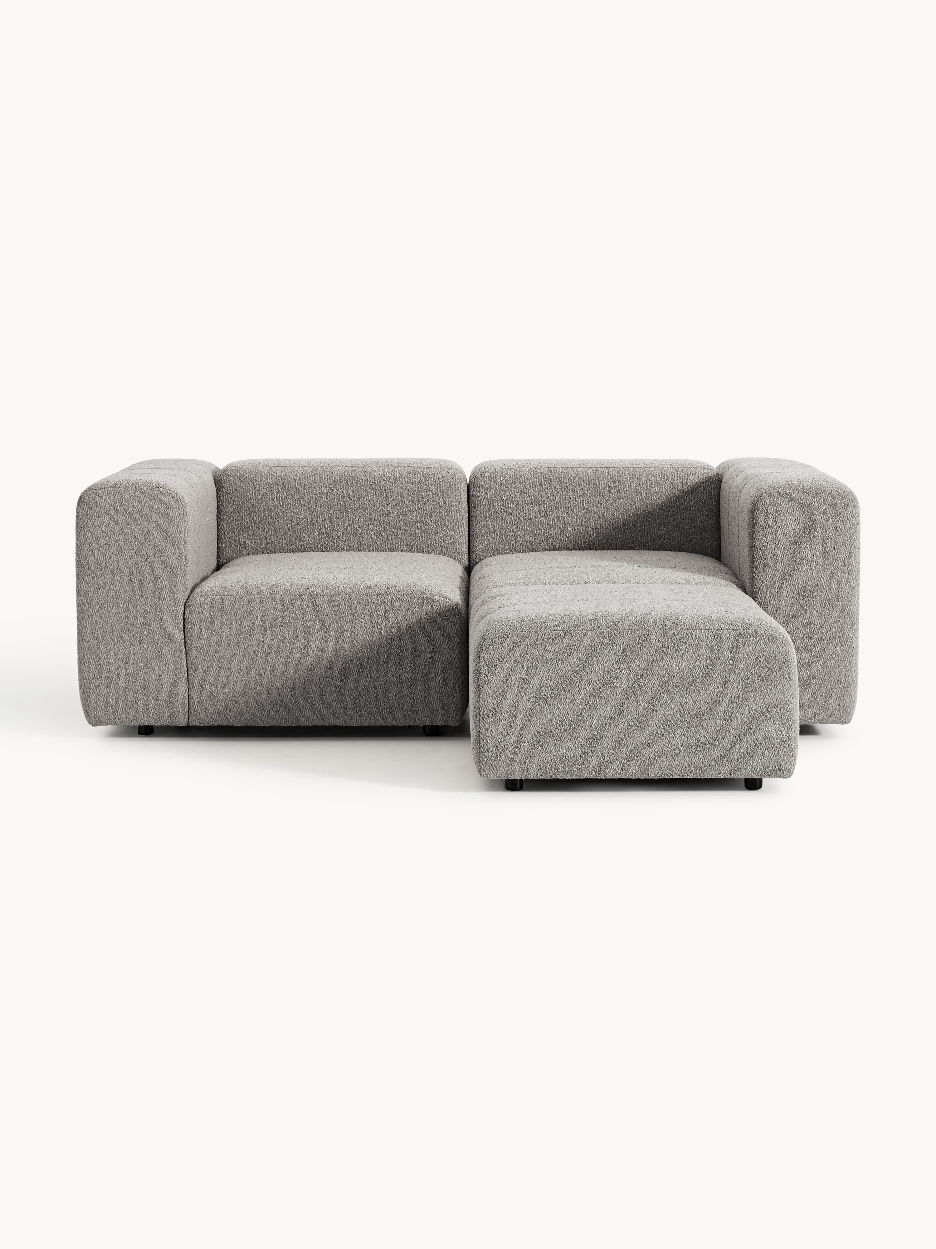 Modulaire bouclé bank Lena (3-zits) met poef (links/rechts)