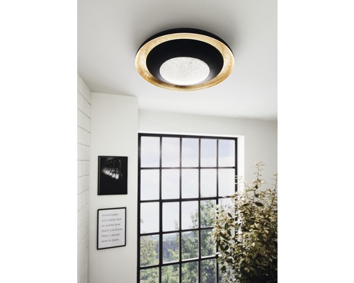 LED plafondlamp, dimbaar, 24,5W, 3000 lm, verstelbare CCT, wit, Ø 49,5 cm, Canicosa zwart/goud + afstandsbediening