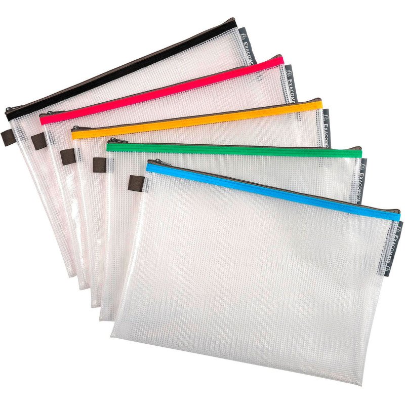 Pochette de rangement à fermeture éclair A4 Exacompta couleurs assorties