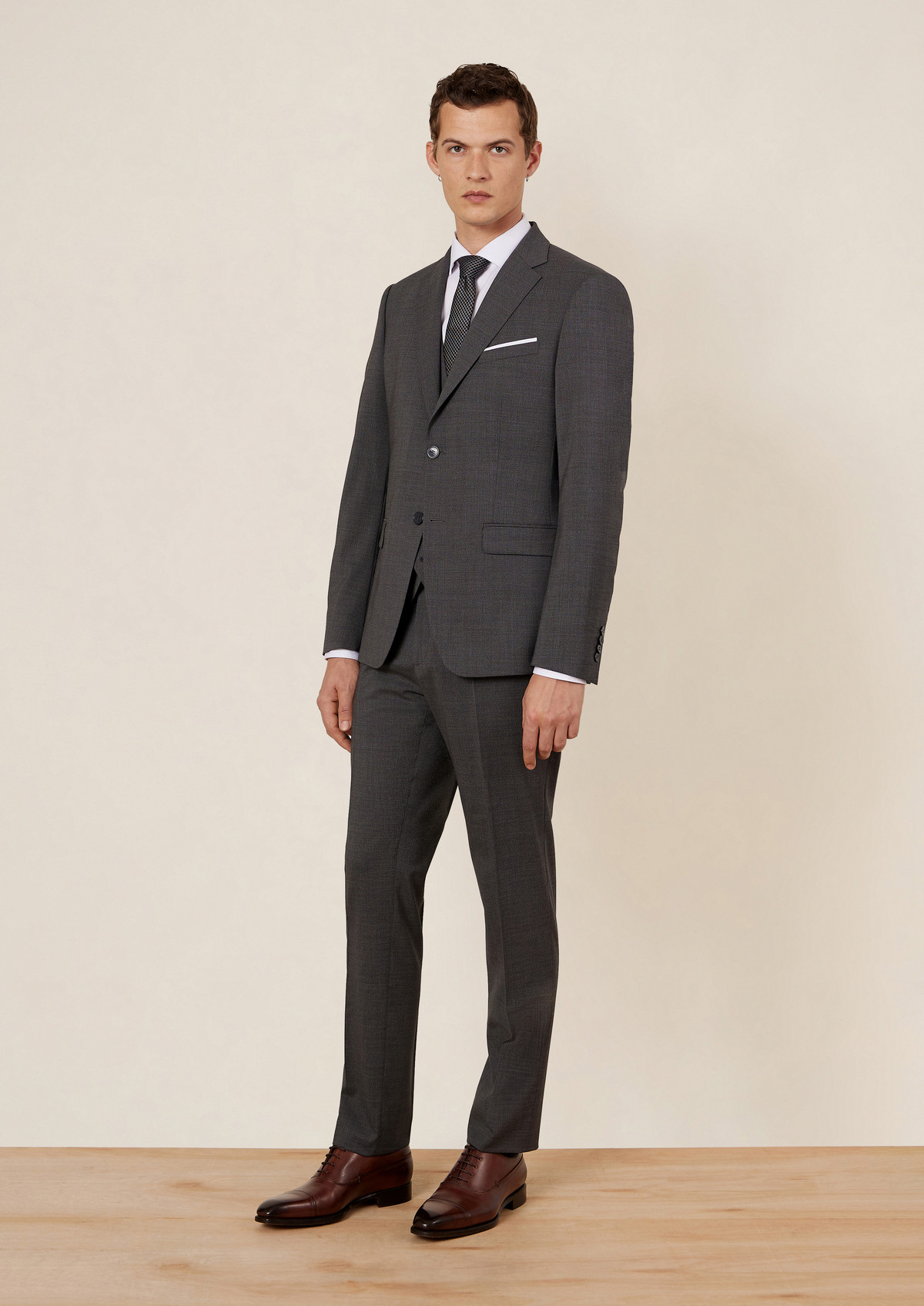Veste de costume voyage Regular en laine Marzotto unie grise