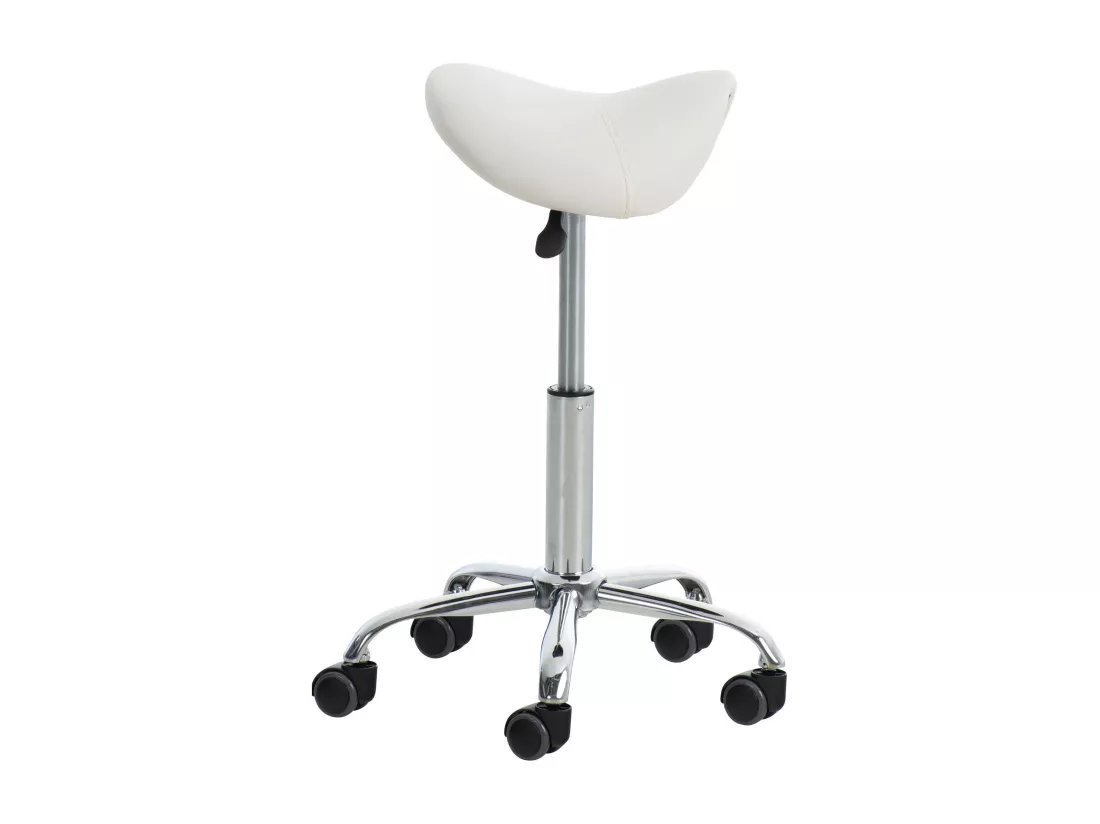 Lot de 2 Tabouret de bureau - Similicuir - Blanc - Reno