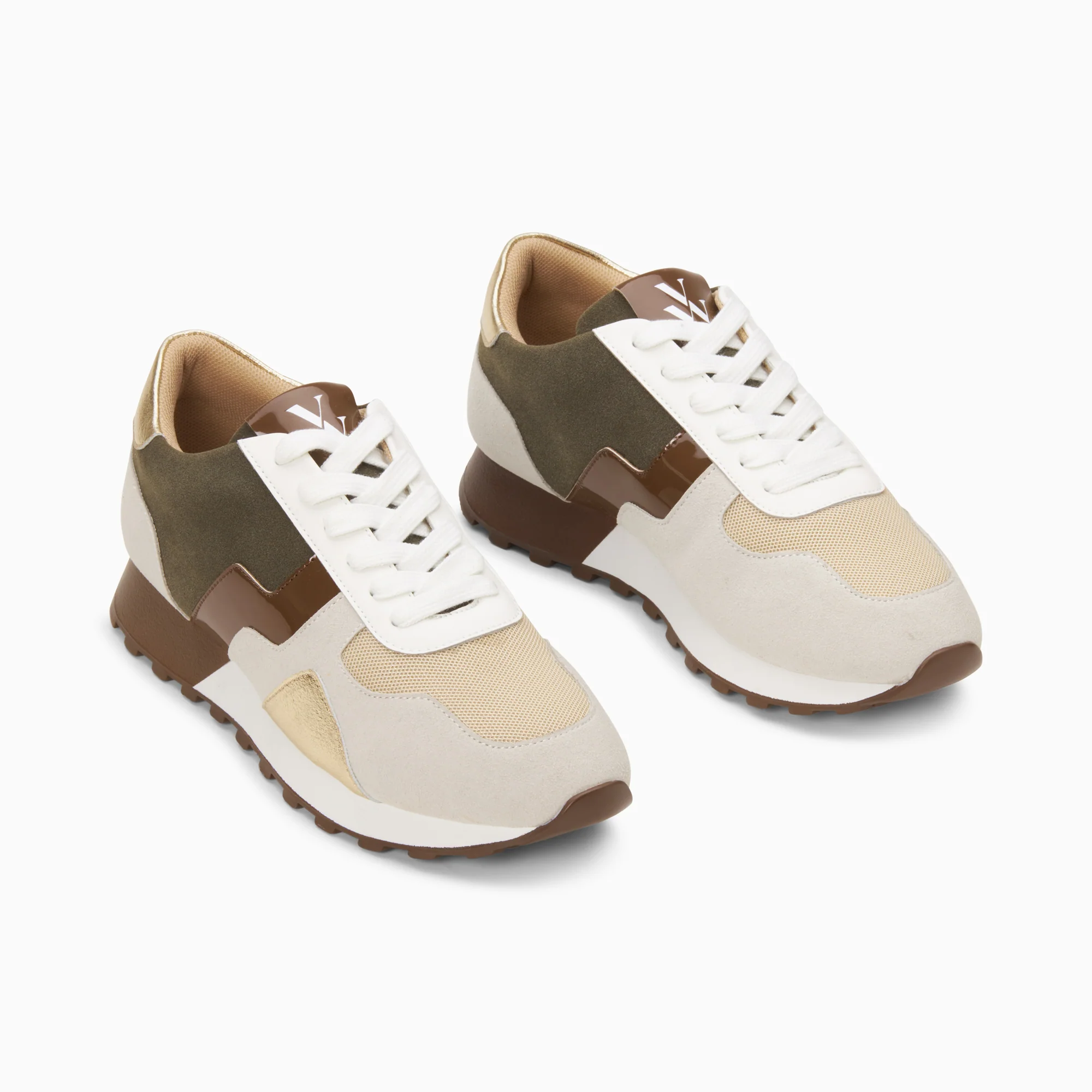 Sneakers-Baskets Ada gris clair et chocolat à semelle running
