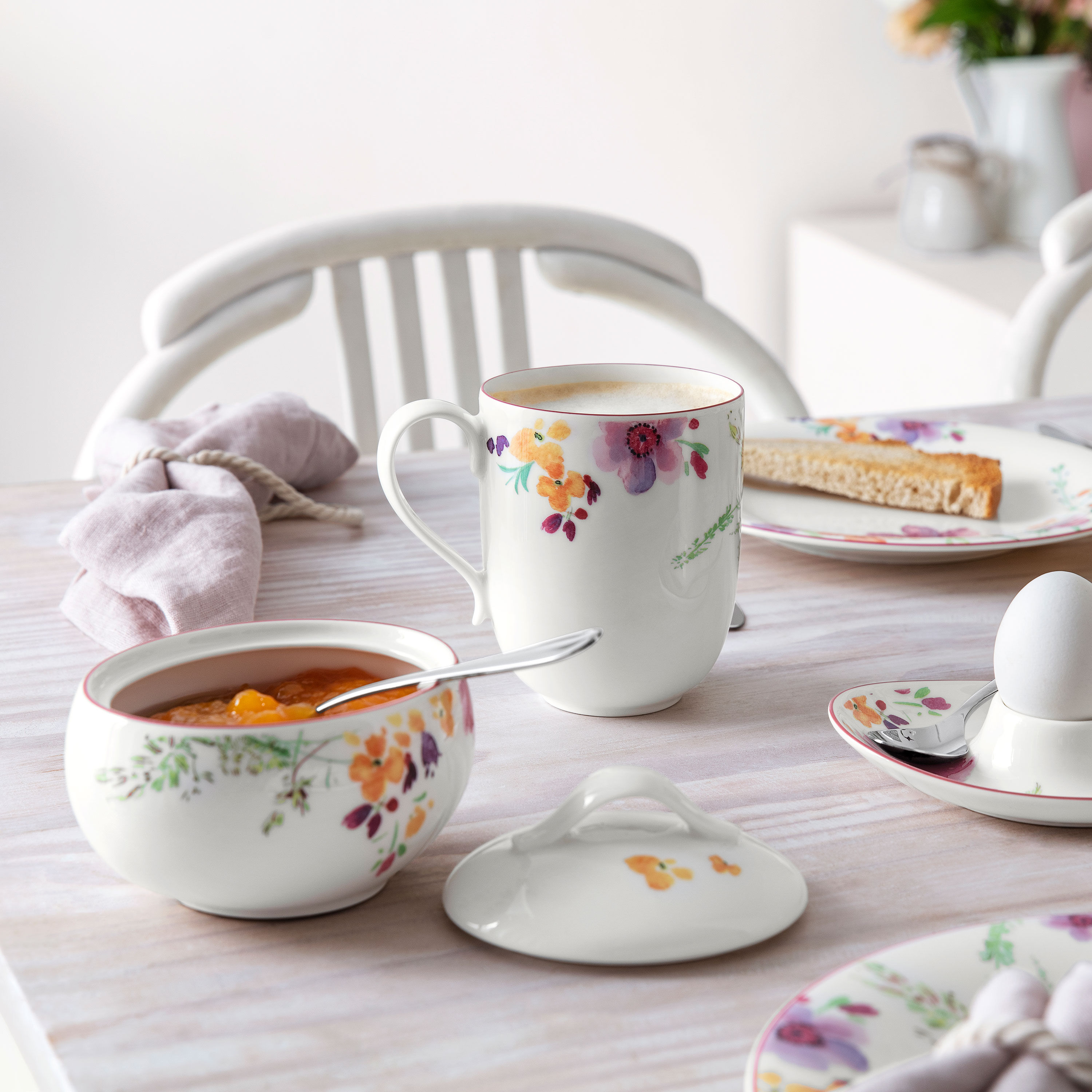 Mariefleur Sugar bowl Multi-colored, 12.6 oz, Premium Porcelain