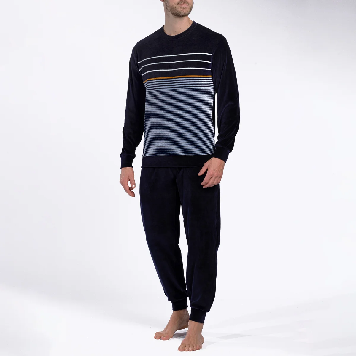 Pyjama homme EPICE rayé/bleu foncé
