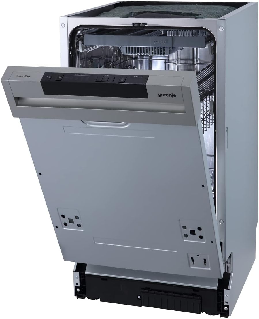 Gorenje GI 561D 10 S Integrierbarer Geschirrspüler / 45cm / 5 Programme/ Vollständiger Überlaufschutz / 11 Maßgedecke / Automatische Türöffnung / Multifunktionaler Unterkorb, Einbau, Edelstahl, Silber