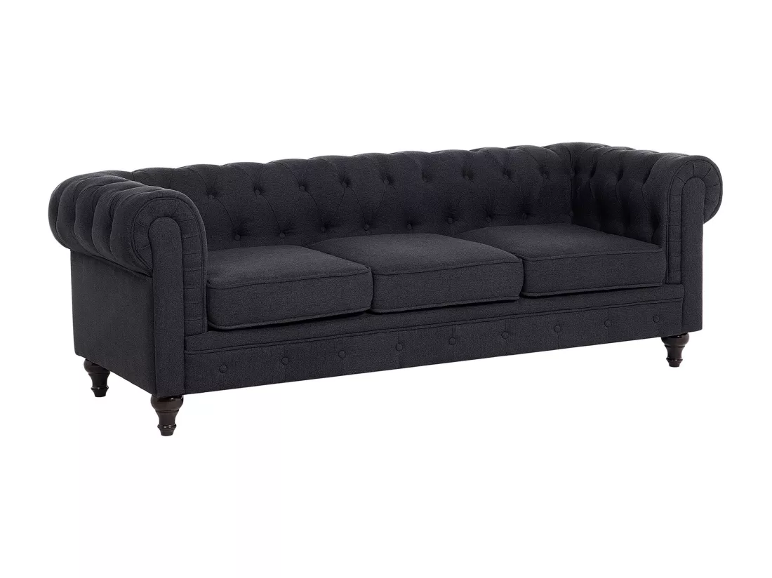 Canapé en tissu gris graphite 3 places CHESTERFIELD