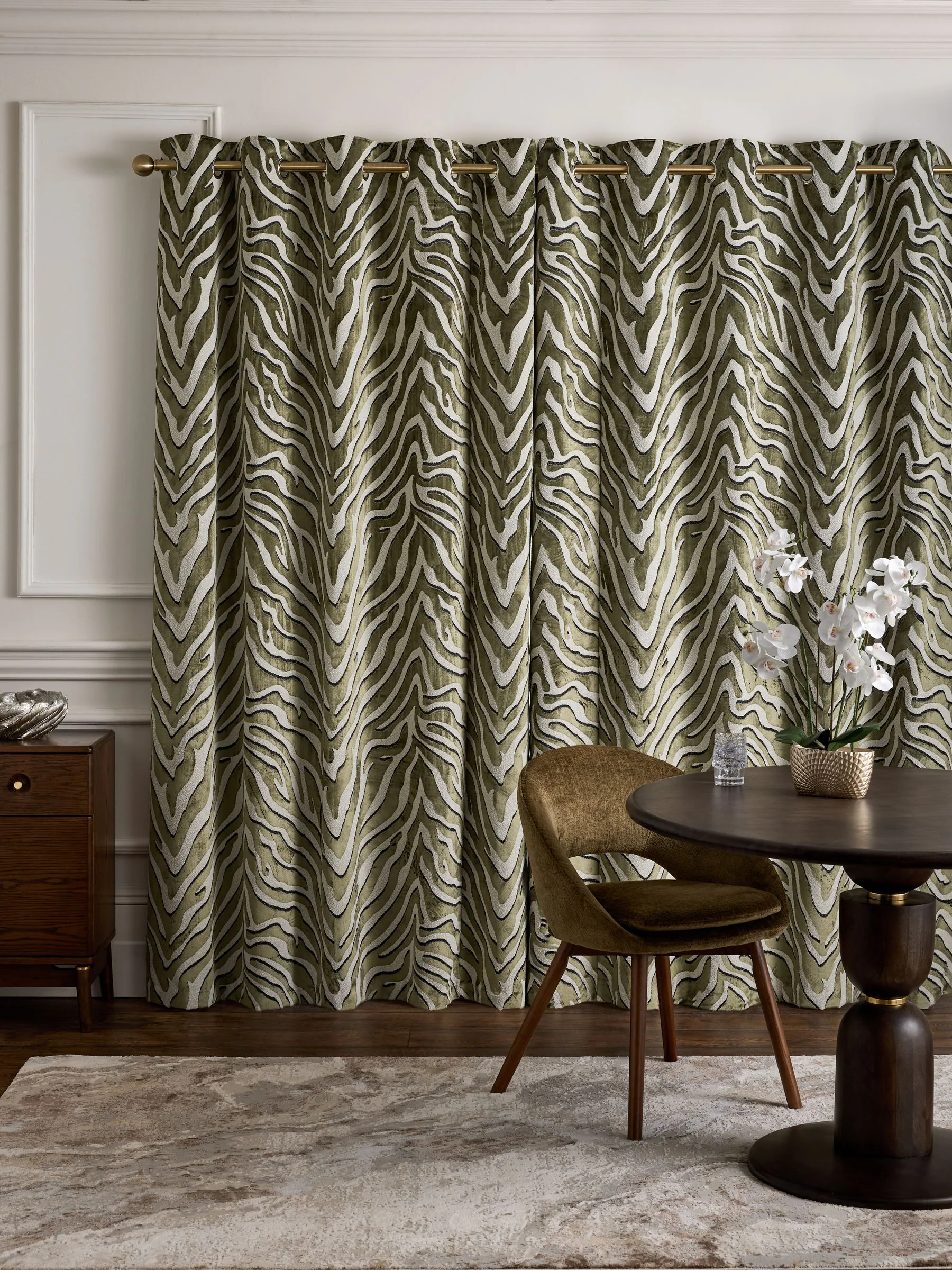 Collection Luxe Heavyweight Velvet Animal Print Eyelet Lined Curtains