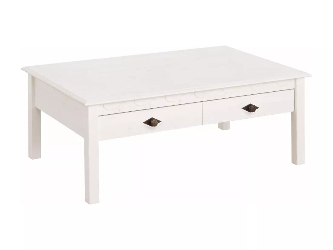 Gava | Bureau avec 2 tiroirs en pin blanc