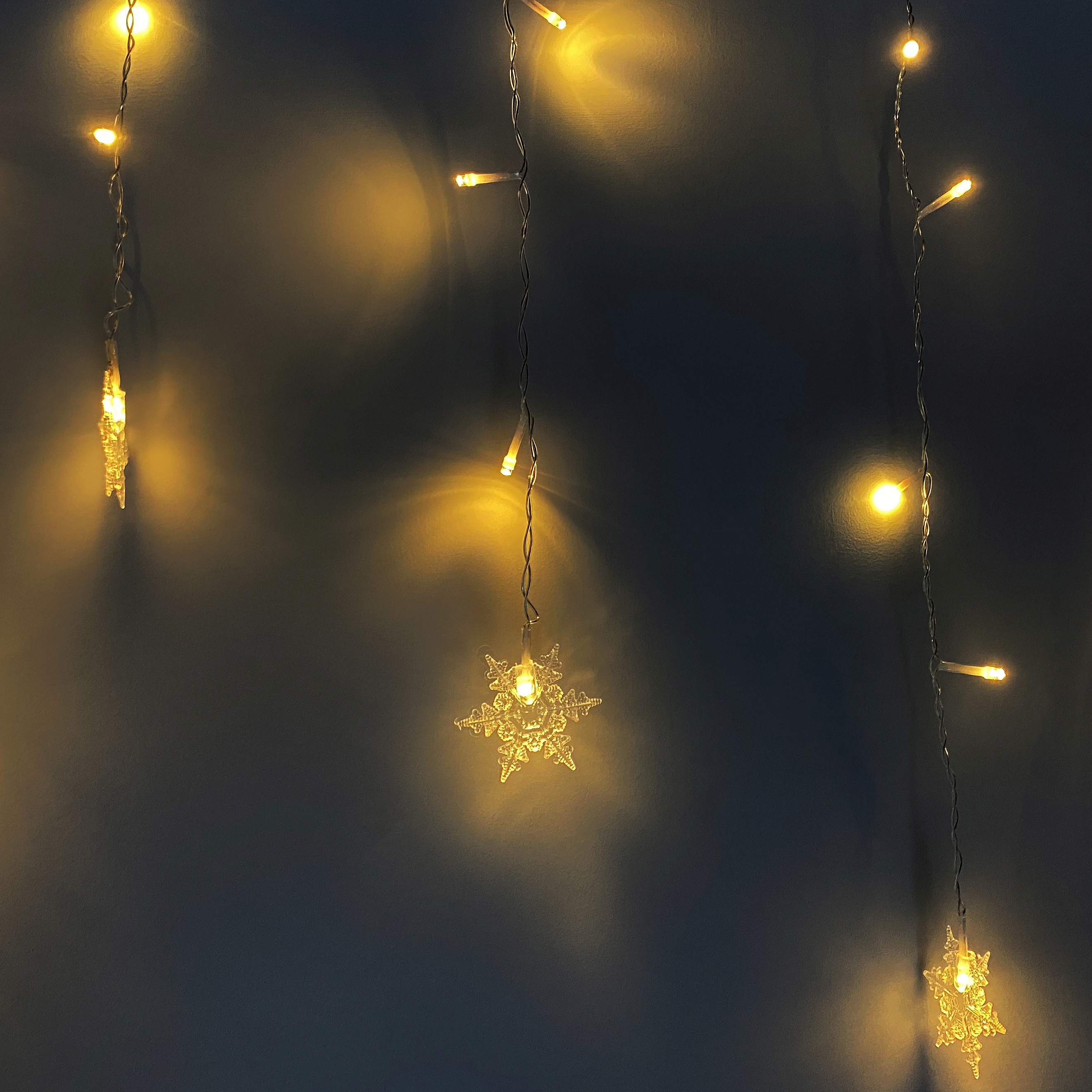 LED Lichtervorhang Schneeflocken 3.5 m warmweiss