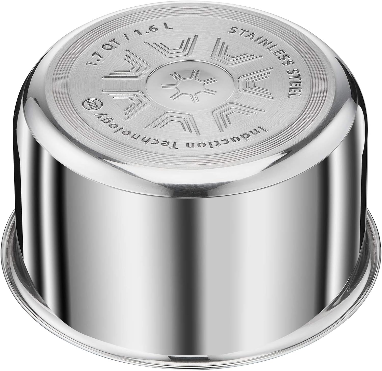 Seb Compact Inox Batterie de cuisine 10 pièces, Induction, Poêles 22/24/26 cm, Casseroles 16/18/20 cm, Sauteuse 24 cm, Couvercles 18/20 cm, 1 poignée L953SA04, Noir, argent, ‎35.4 x 35.29 x 26.8 cm