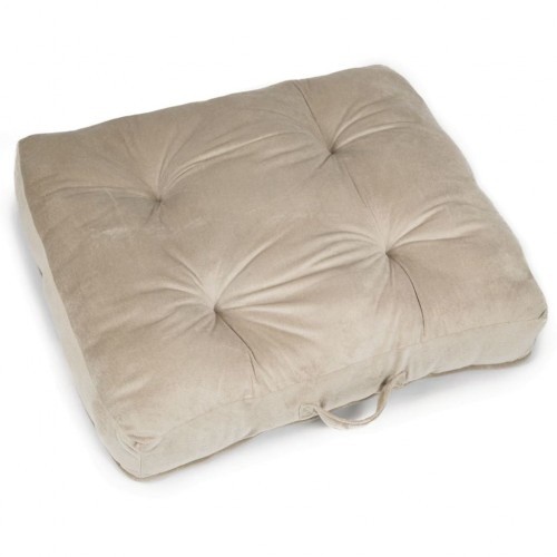 Cama quadrada para cachorro na cor bege