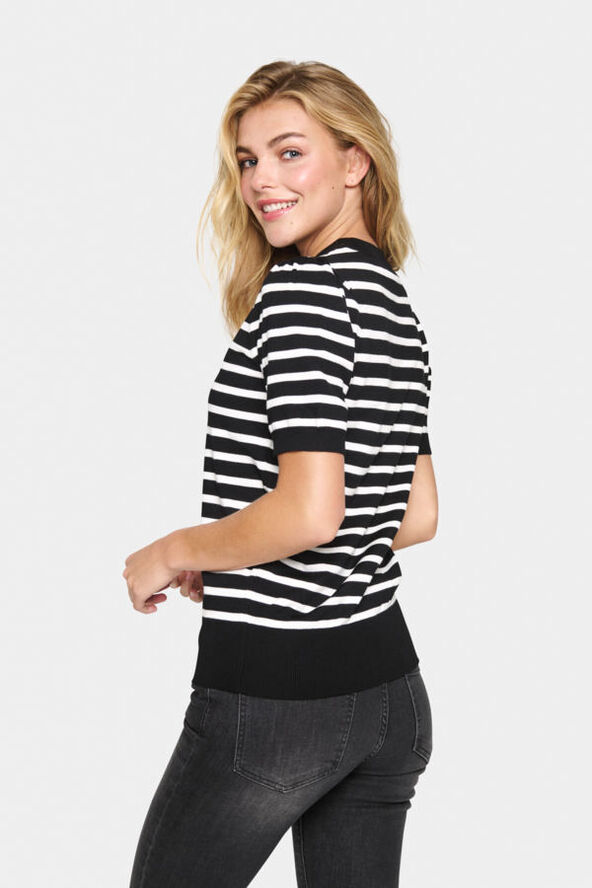 Saint Tropez MilaSZ SS Striped Pullover Black mila stripe