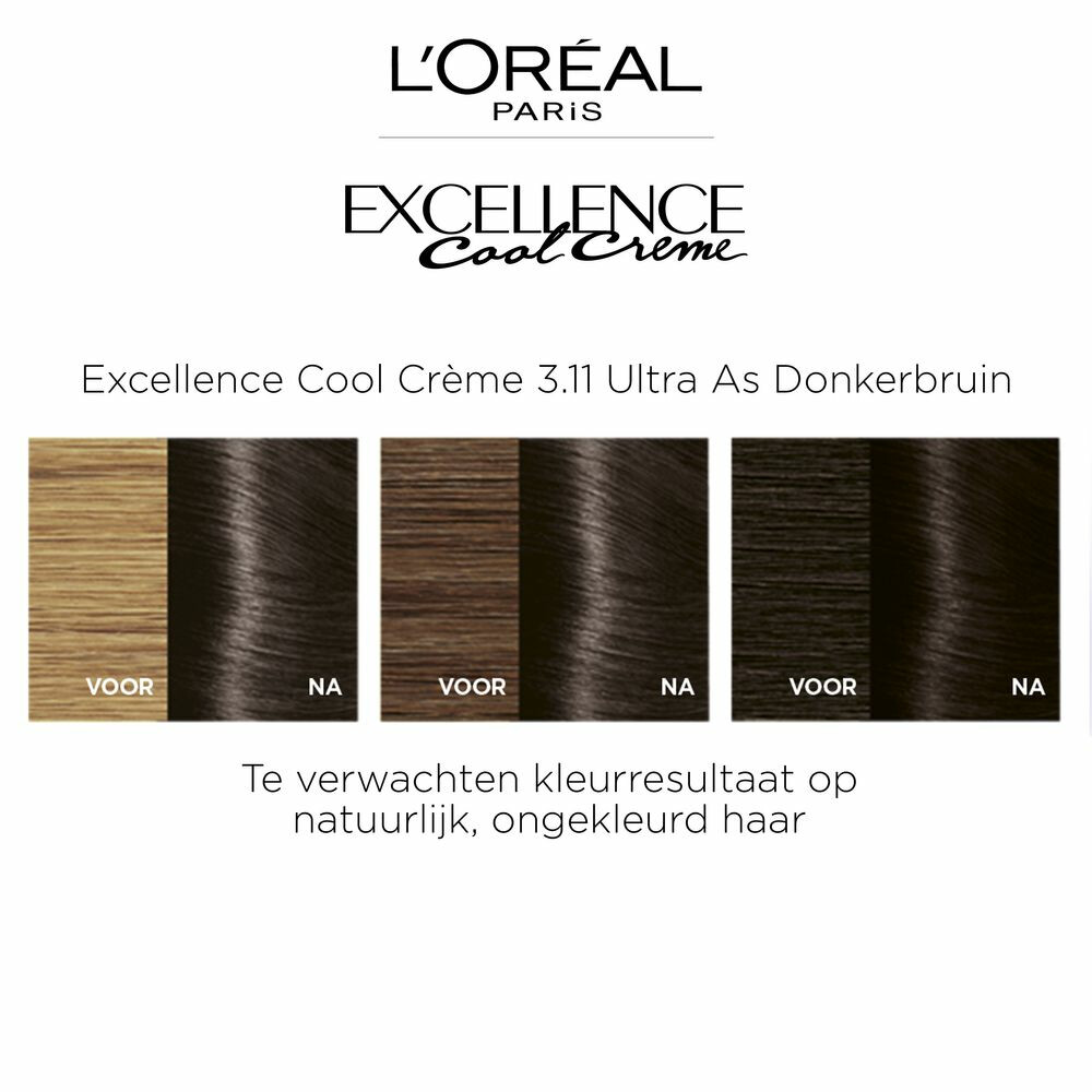 L'Oréal Excellence Cool Crème Permanente Crèmekleuring 3.11 - Ultra As Donkerbruin