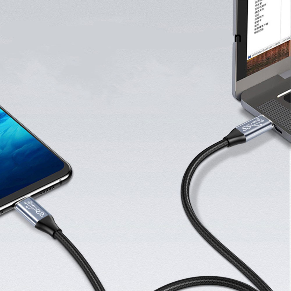 (50cm) 100W PD USB C auf USB C Ladekabel Nylon Datenkabel 4K@60Hz - Schwarz