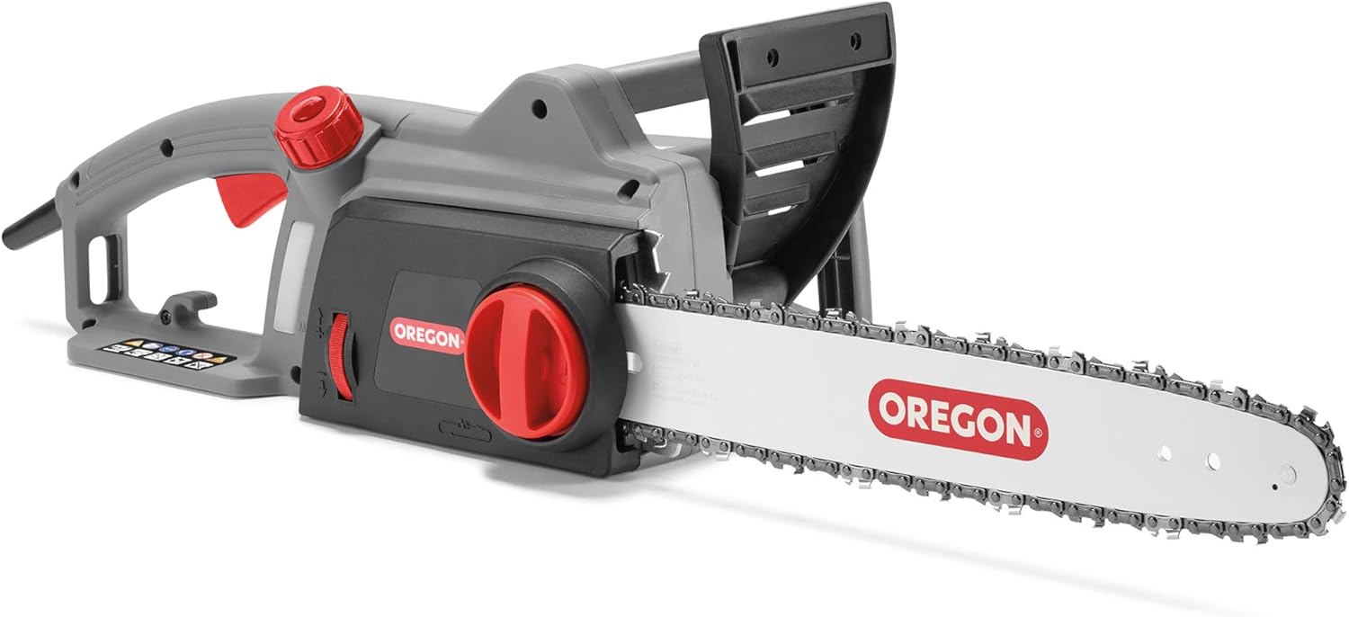 Oregon CS1200 1800W Elektro-Kettensäge, Kabelgebundene Motorsäge mit einer Schnittlänge von 35cm und zusätzlichen Sicherheitselementen, Leicht, Geräusch- & Rückschlagarm, 3 Jahre Garantie