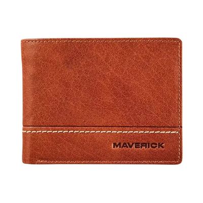 Maverick Rough Gear - Portefeuille - RFID, avec pochette à monnaie - cuir de buffle pleine fleur à tannage végétal - cognac