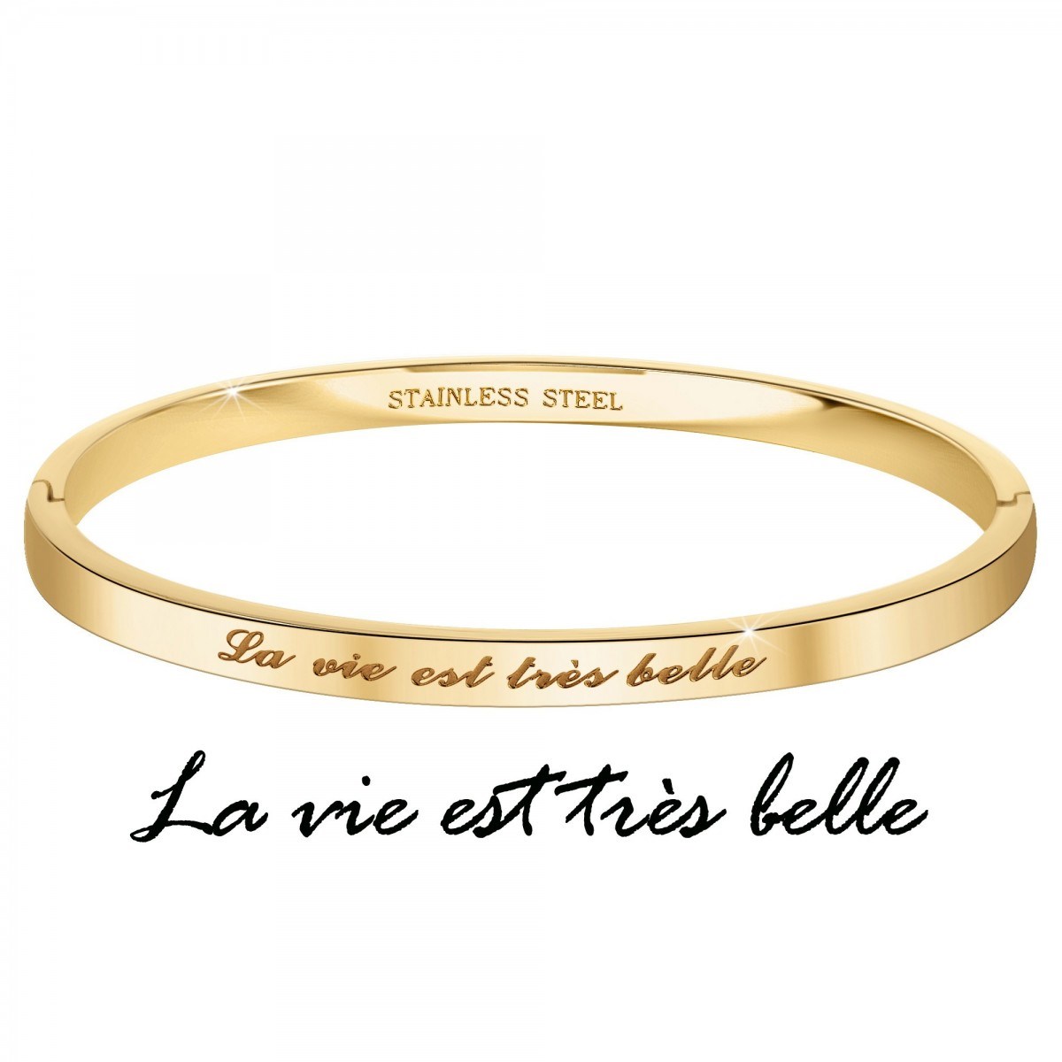 La vie est très belle - Bracelet SC Crystal en Acier Finement doré