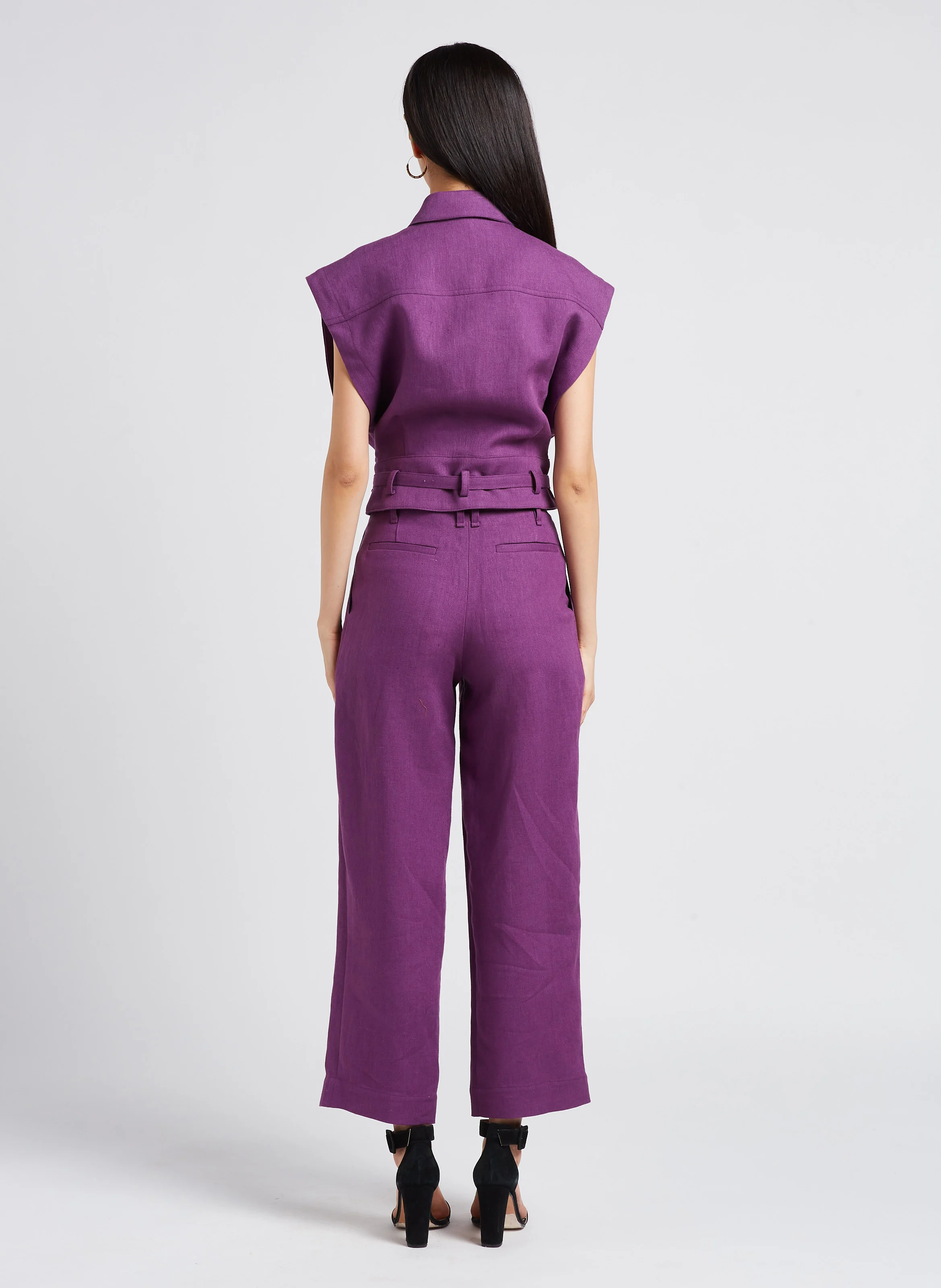 SAIMA - Gilet col classique en lin| Violet