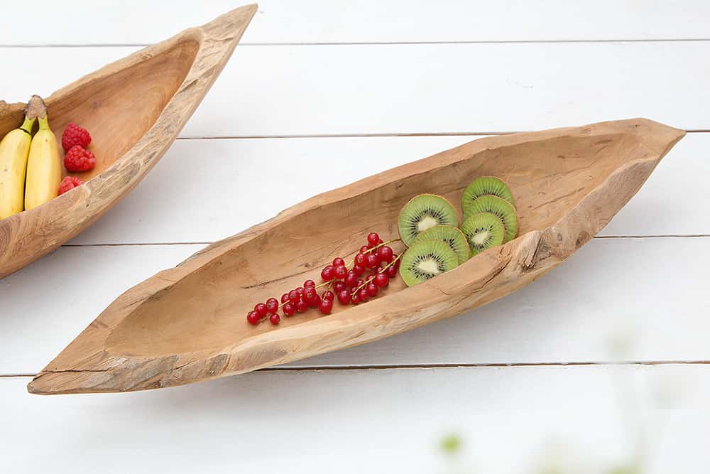 Massive Schale NATURE BOAT 60cm natur Teakholz Wurzelholz