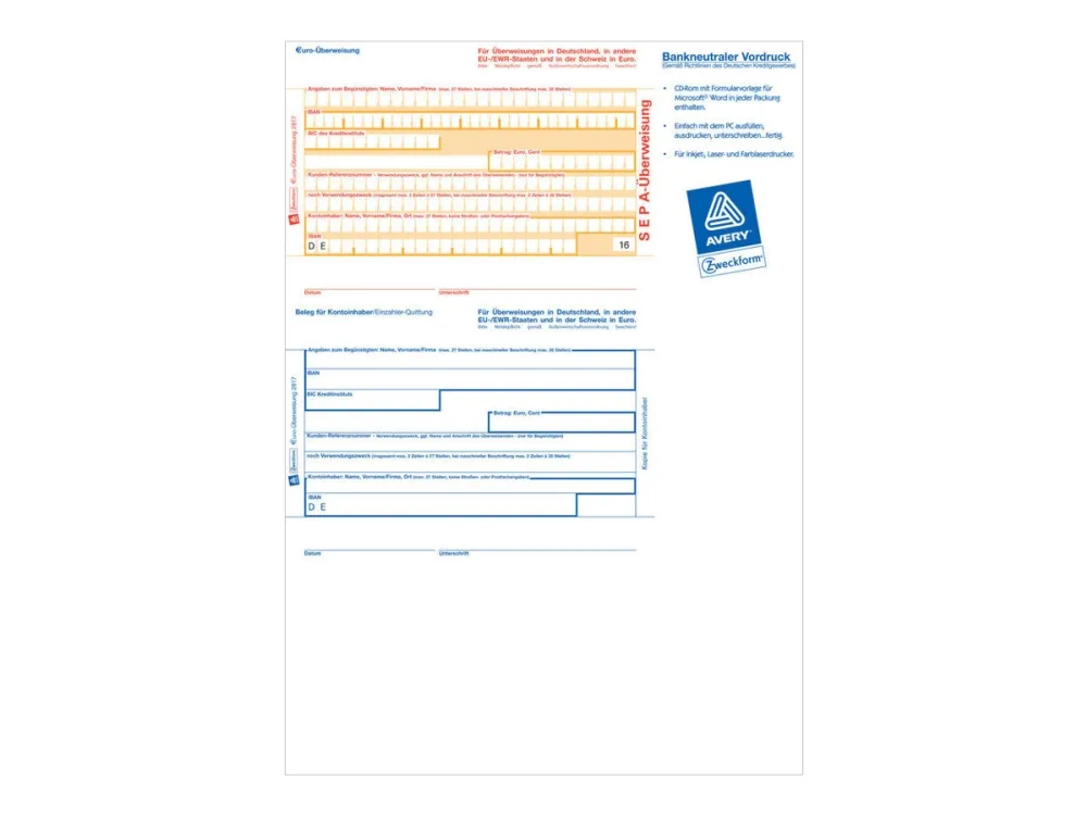 Avery Zweckform 2817 - A4 (210 x 297 mm) 100 stk. printformularer