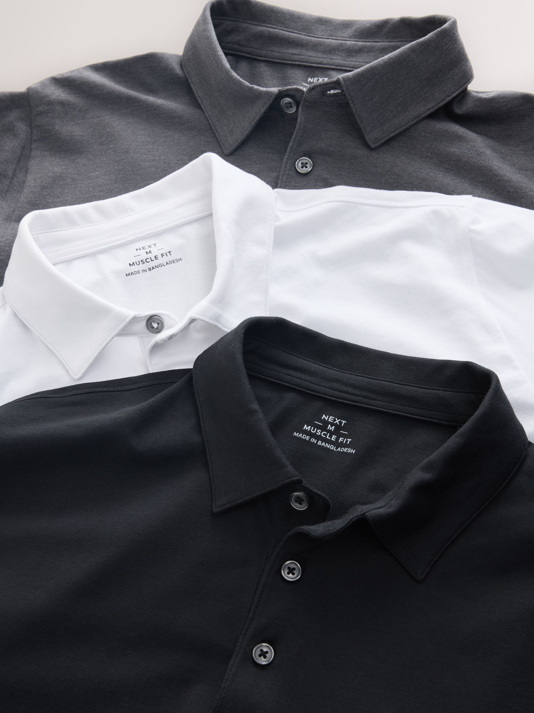 Wit/grijs/zwart - 3 Jersey polo's