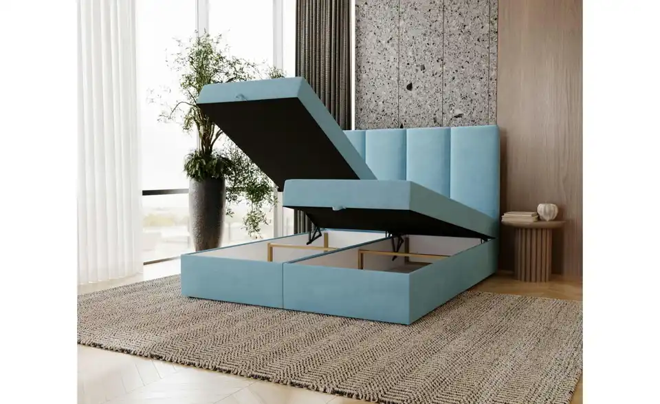 Boxspringbett 141 cm 140x200 cm Blau