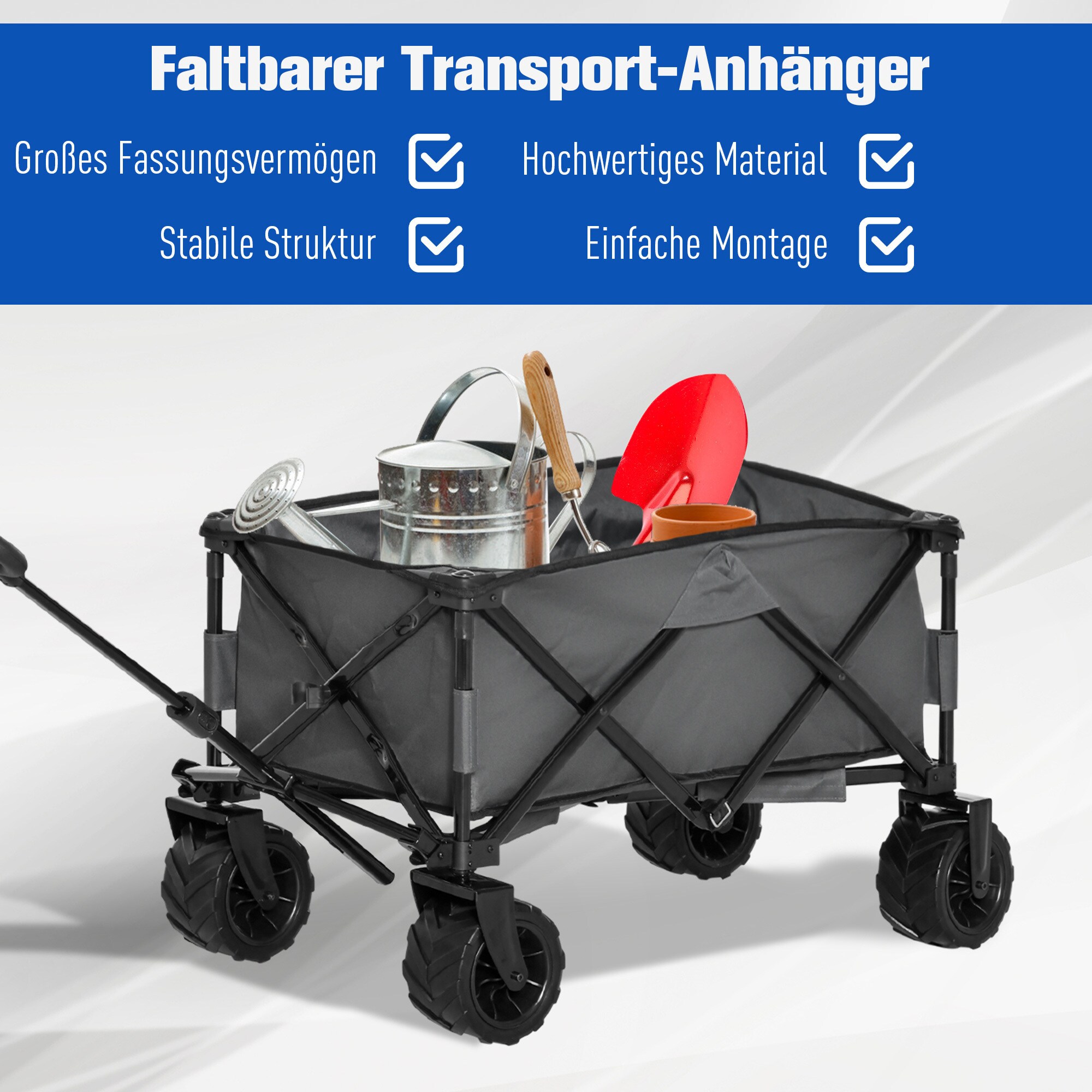 Outsunny Gerätewagen Geräumiges Design, das bis zu 70 kg tragen kann 108L x 53B x 59-89H cm (LxBxH)