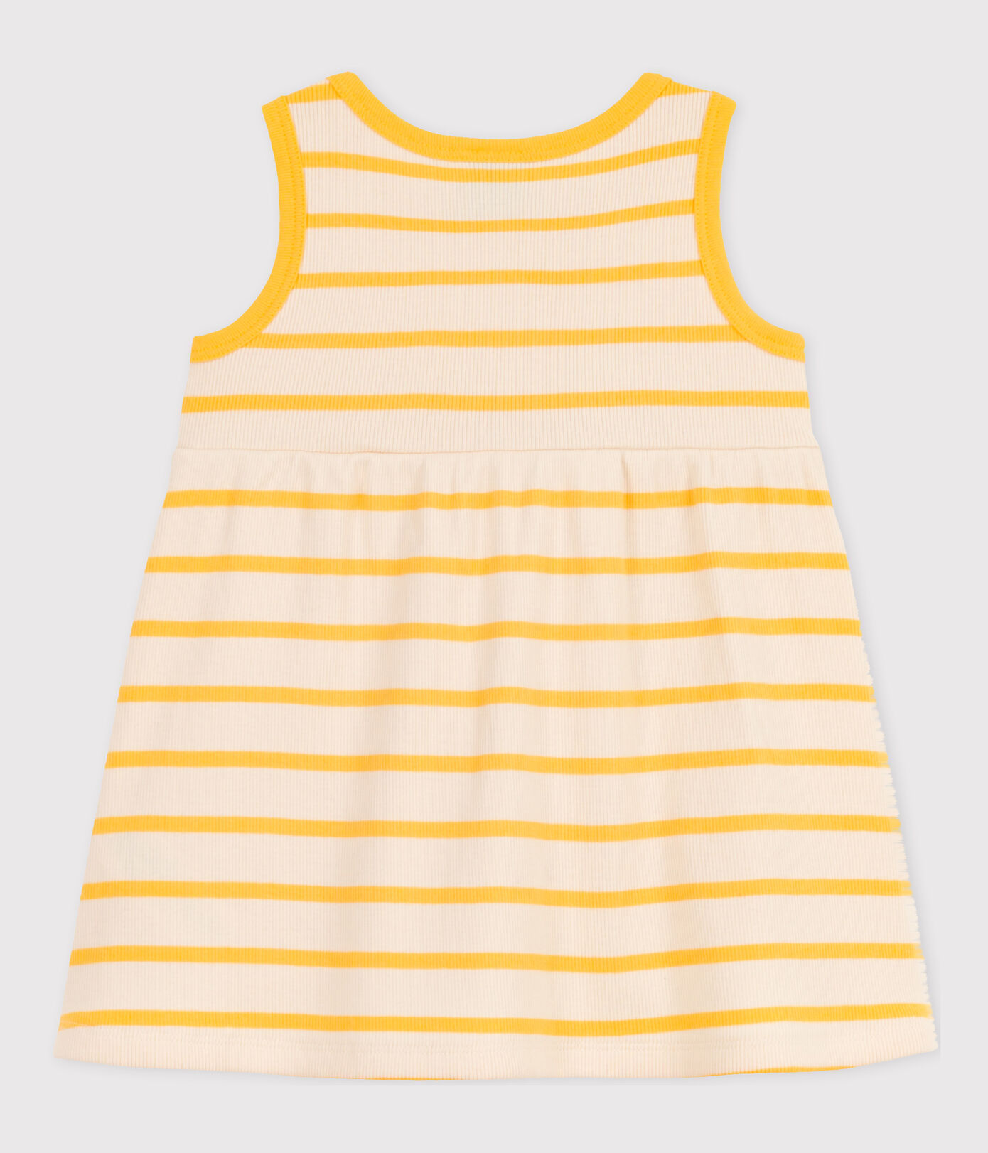 Robe sans manche bébé en maille côtelée rayée