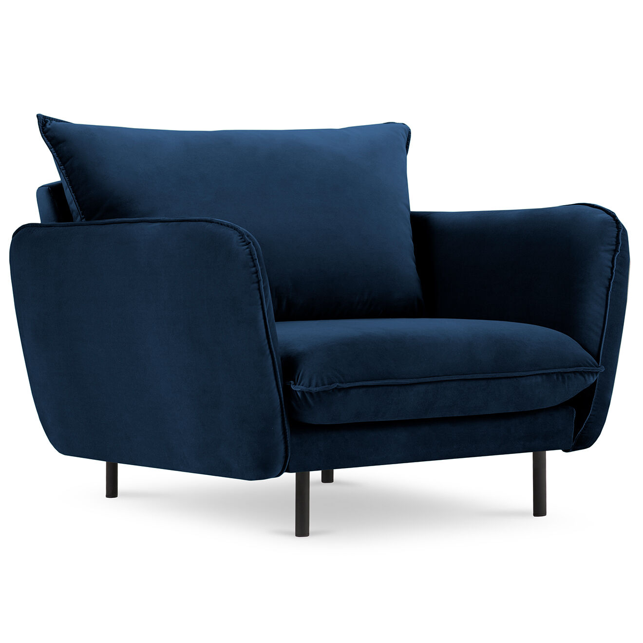 Cosmopolitan Design Fauteuil en Velours Vienna bleu roi - 95x92x95 cm