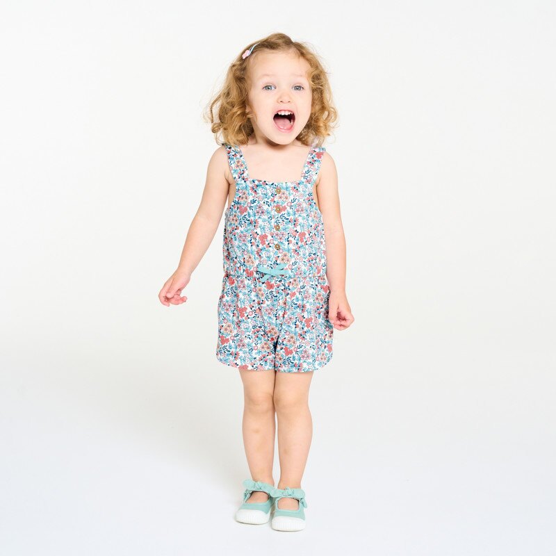 Combi courte à bretelles flamant multicolore bébé fille Gris ou noir
