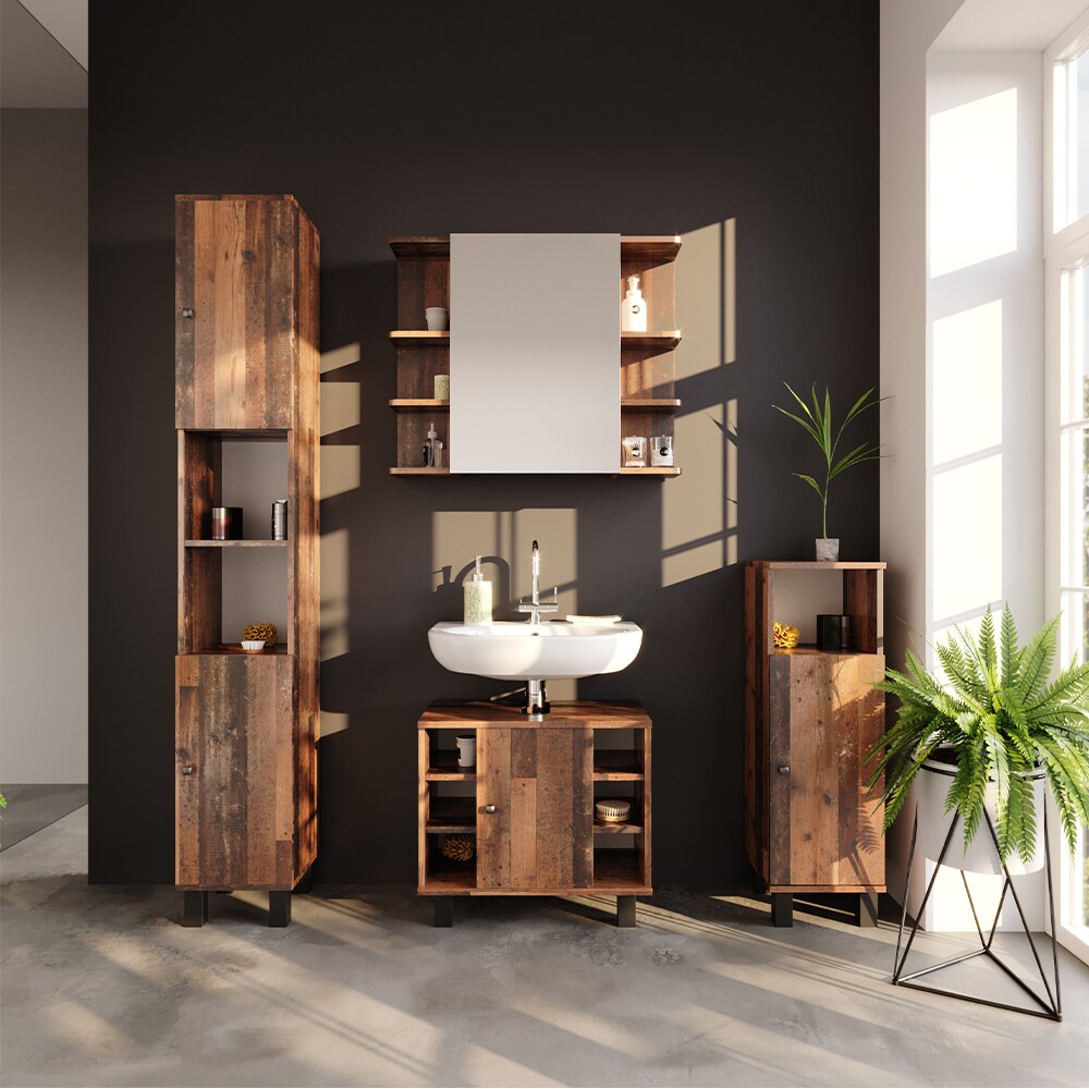 Vicco Hochschrank Badschrank Badezimmerschrank Fynn Old Style Badmöbel 190 x 30