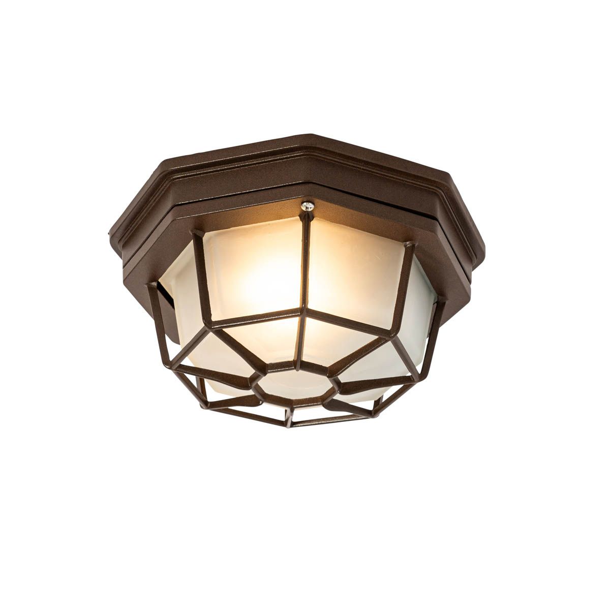 Landelijke plafondlamp roestbruin 21,3 cm IP44 - Bri