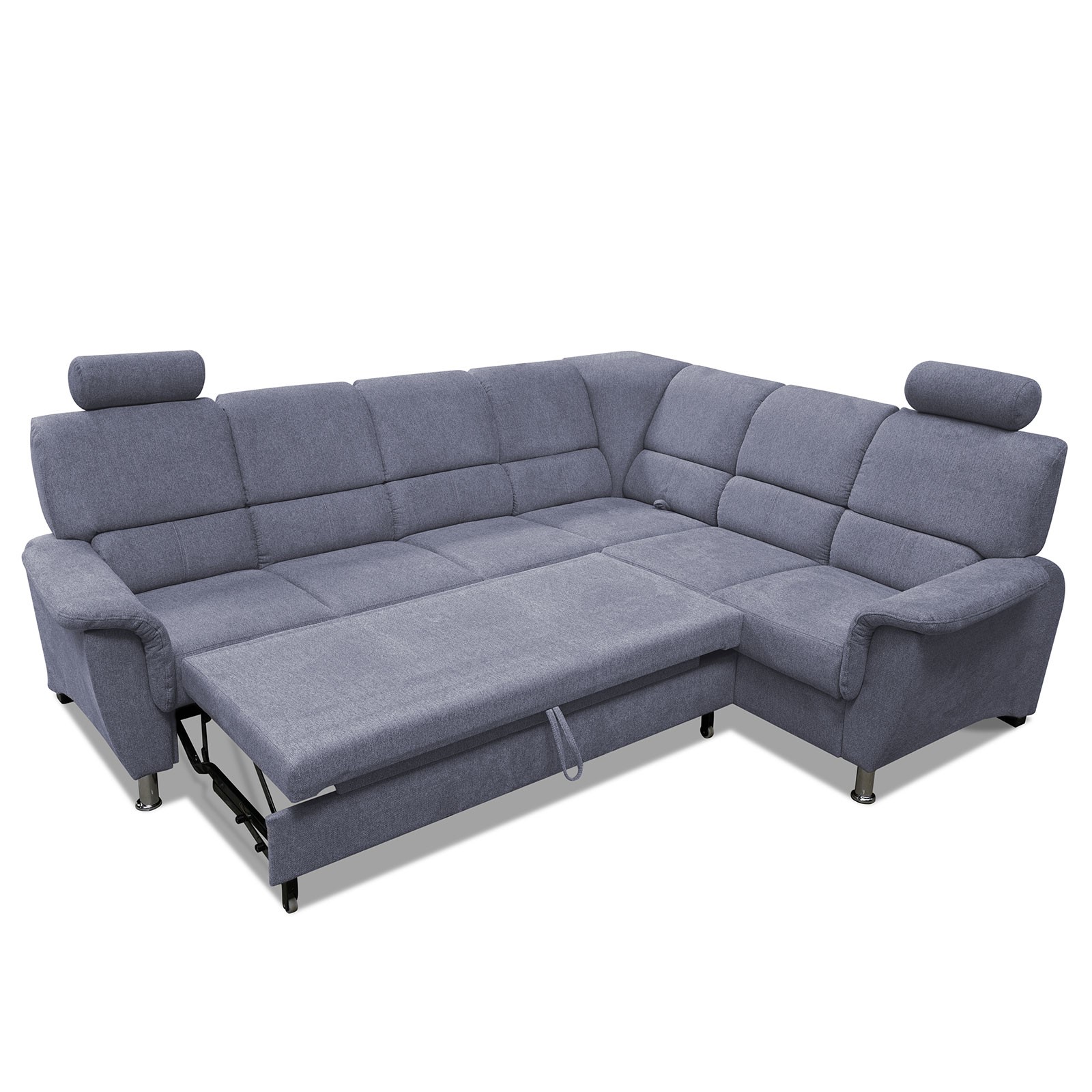 Ecksofa - hellgrau - Liegefunktion und Staukasten - 2-Sitzer rechts