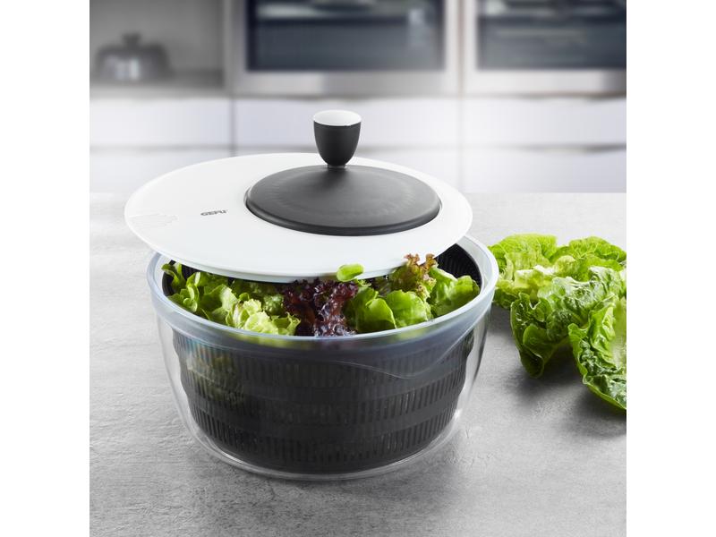 GEFU Salatschleuder Rotare 25 cm, Schwarz/Weiss Schleuder für Salat