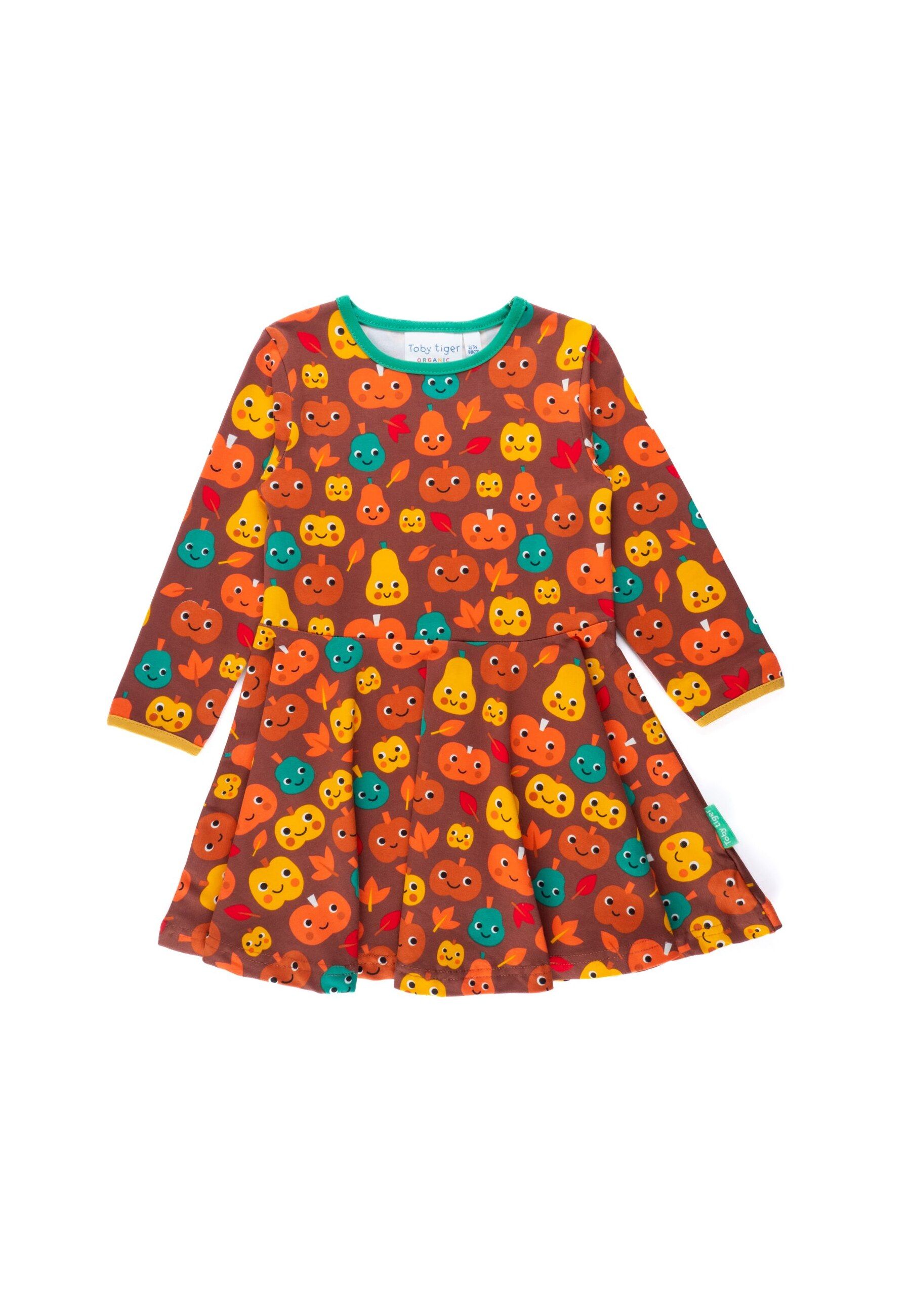Toby Tiger Baumwollkleid mit Skater Schnitt und Kürbis Motiv