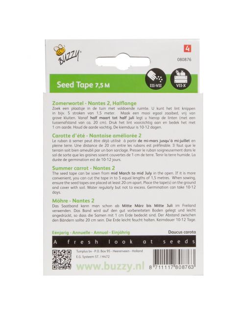 Buzzy Zaadband Wortelen Nantes 2 - Groentezaden - 3x2.5 m
